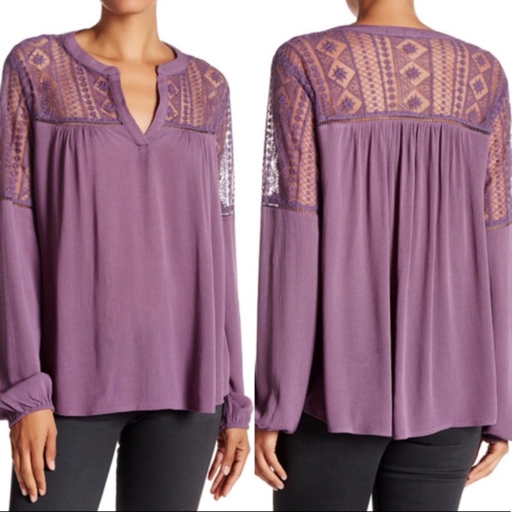 LIKE NEW Nordstrom Rack Boho Lace Knit Flowy Top